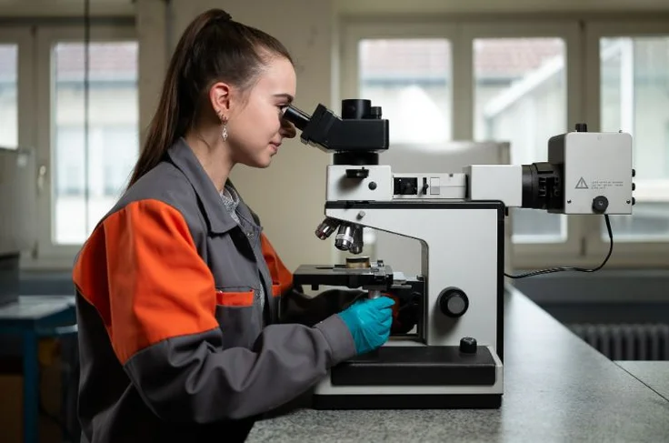 women with microscope