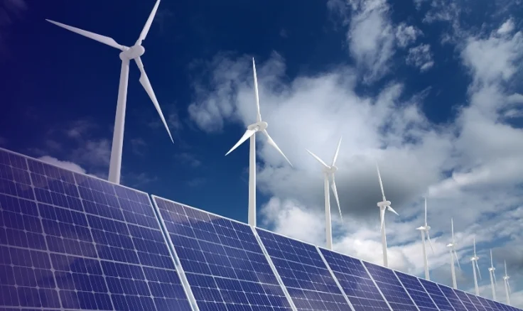 Wind turbine and solar panels
