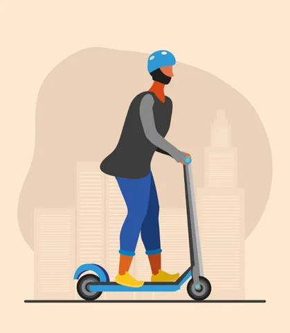 illustration person on a scooter